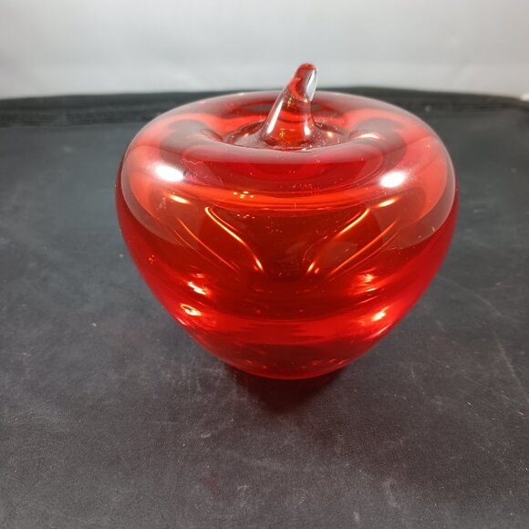 Vintage Blenko Red Glass Apple Paperweight Handblown MCM Decor - Picture 3 of 6